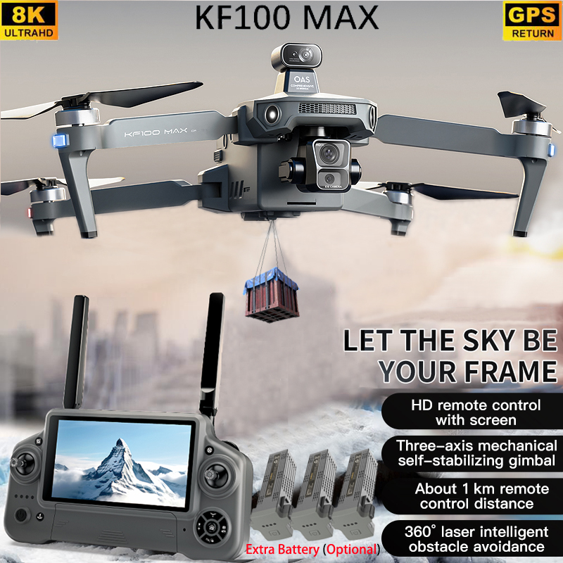 Drone Gimbal Brushless - KF100 MAX GPSドローン 4Kカメラ 3軸ジンバル WIFI障害物回避