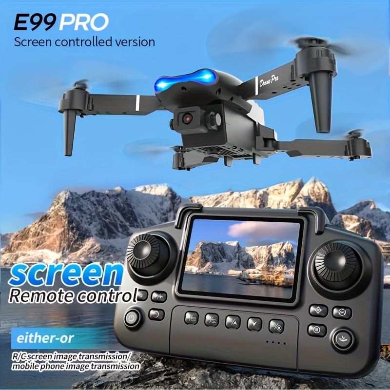 Drone Gimbal Brushless - アップグレードされた2026 E99PRO MAXドローンは、デュアル8Kカメラ、画面内リモコン、2つのバッテリー、ワンキーリターン、折りたたみ式デザイン、USB充電、Wi-Fi接続、フライトゲーム機能を搭載しています。 このドローンは初心者やマーキーナイトに適しています