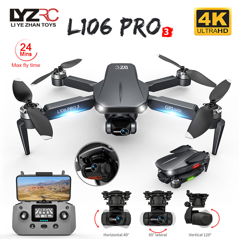 Drone Gimbal Brushless - ドローンL106pro 3,4K 5g,wifi,fpv,折りたたみ式GPS,rcクワッドコプター,プロのブラシレス,ヘリコプター,おもちゃ